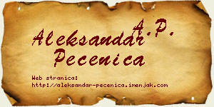 Aleksandar Pečenica vizit kartica